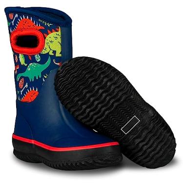 Imagem de Botas de lama para crianças isolantes Lone Cone para meninos e meninas – Botas de neve infantis impermeáveis – Botas de neoprene quentes para crianças – Botas quentes para crianças, Dinossauro