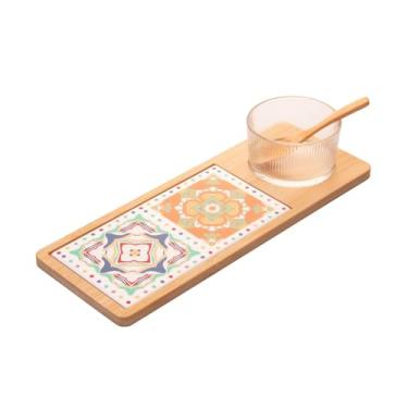 Imagem de WOLFF - Conjunto 4 Peças Petisqueira Vidro com Colher Bandeja de Bambu e Tábua Ladrilho 32x12x5,5cm