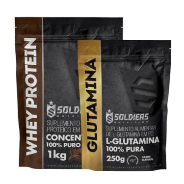 Imagem de Kit: Whey Protein Concentrado 1Kg + Glutamina 250g - 100% Importado - Soldiers Nutrition Sabor:Chocolate Belga