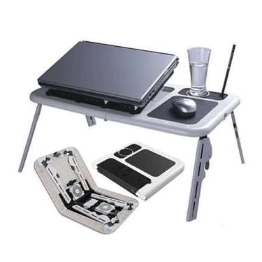 Imagem de Mesa Para Notebook Suporte Com 2 Coolers E Sensor Touch (Branco, Plástico Extra Resistente)