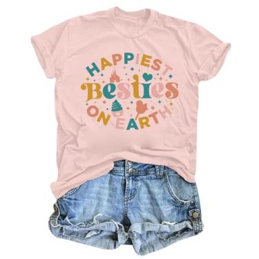 Imagem de Weiyuqi Camisetas femininas Magic Kingdom para mulheres Besties linda camiseta gráfica castelo viagem camiseta meninas férias em família tops, Rosa coral, P