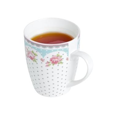 Imagem de LYOR - Caneca de Porcelana Super White com Tampa e Filtro Amélia Verde/Branca 340ml