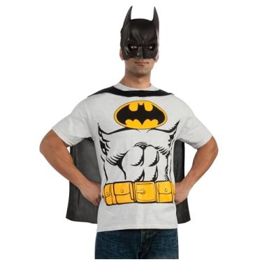 Imagem de Rubie's Camiseta masculina Batman Dc Comics com capa e máscara, Multicolorido, G