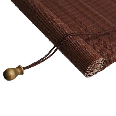 Imagem de Cortina de rolo de bambu, 40-160 cm de largura, persiana de rolo de bambu natural, cortinas romanas personalizadas com filtragem de luz de bambu, cortina decorativa respirável para interior/exterior