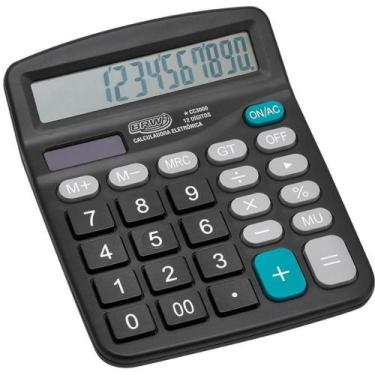 Imagem de Calculadora De Mesa 12 Dig. 14,8X11,9X3,8cm Preta - Brw