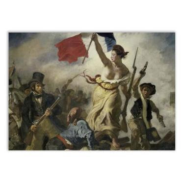 Imagem de Placa Decorativa Liberdade Guiando O Povo Eugene Delacroix Pintura Revolução Francesa
