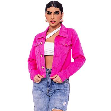 Imagem de Jaqueta Feminina Pink Rosa e Colorida | Jeans | Brim | Denim-Feminino