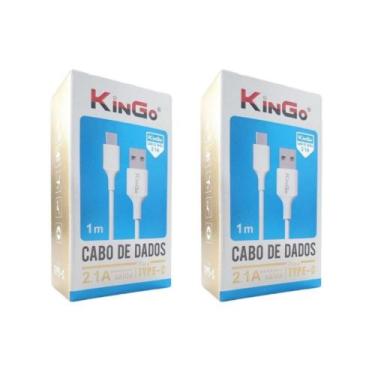 Imagem de Kit 2 Cabos Usb-C Kingo Branco 1M 2.1A Para Moto One Vision