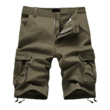 Imagem de Calça cargo masculina plus size masculina cargo de secagem rápida, leve, casual, casual e respirável, Bege, G