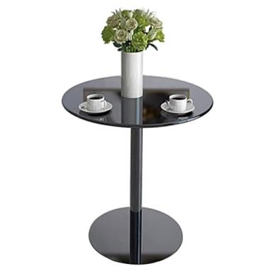 Imagem de Mesa de bar alta mesa de bar preta mesa de bar mesa de centro redonda alta mesa de metal ferro com perna e base, mesa de sala de estar, mesa de cabeceira mesa de lazer para espaços pequenos, decoração