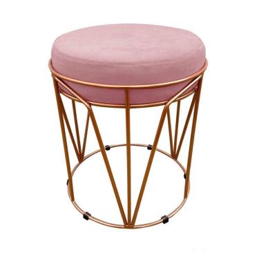 Imagem de Puff Multiuso Com Mesa 2 Em 1 Suede Rose Base Cobre