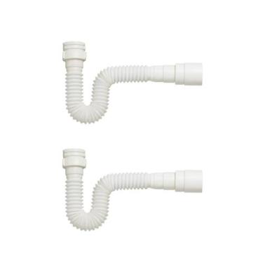 Imagem de Kit 2 Sifões Flexíveis Universais Pvc Branco Pias, Cubas E Tanques Esc