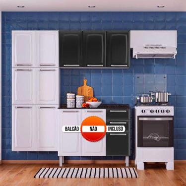 Imagem de Cozinha Itatiaia Luce Compacta 3 Pecas Branco/Preto Paneleiro Armario 
