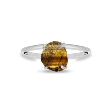 Imagem de Aliança Olho de Tigre - Cristal Natural, Banho Ouro 18k
