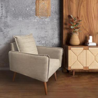 Imagem de Kit 2 Poltronas Mandara Vintage Pés Palilto Linho Bege - CASA TREE, BE