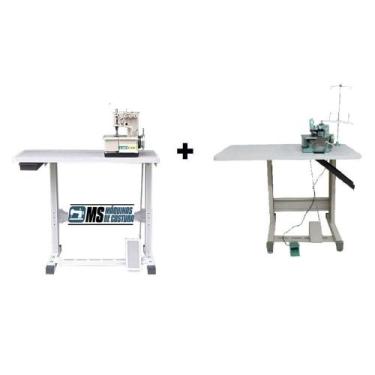 Imagem de Galoneira 3 Agulha+Overlock Semi Industriais + Bancadas - Bracob, 110V