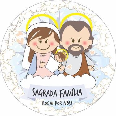 Imagem de Painel de Lona Redondo Santinhos Católicos Sagrada Família - Fabrika d