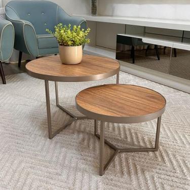 Imagem de Conjunto Mesa de Centro Redonda Dallas Amadeirado - BELI HOUSE