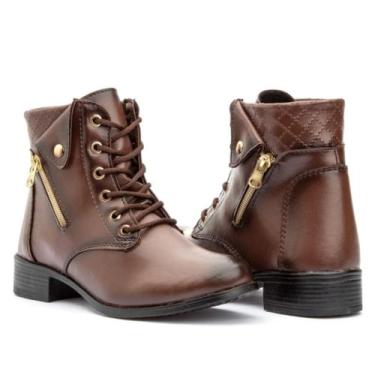 Imagem de Bota Feminina Coturno Botinha Elegante Com Zíper Fantasia (Cft201) - M