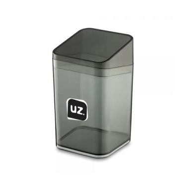 Imagem de Porta Algodão Cotonete Plástico Slim C/ Tampa Luxo Banheiro - Uz, Pret