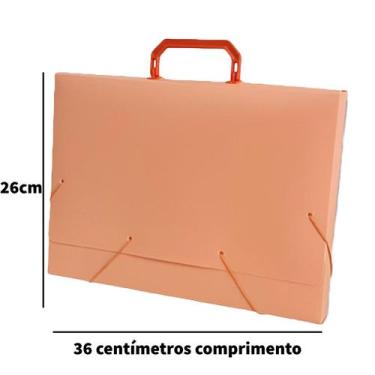 Imagem de Pasta Maleta Grande para Folhas A4 e Oficio com Alça Cores Pastéis 26x