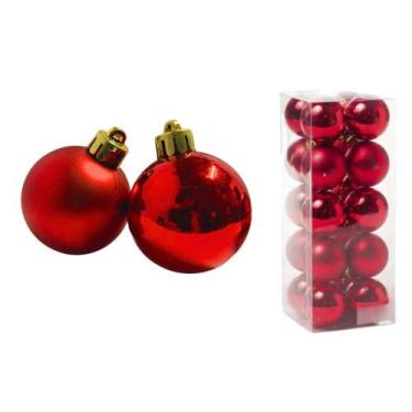 Imagem de Decoração Natalina Para Árvore 20 Bolas de Natal Vermelhas - Fantasias