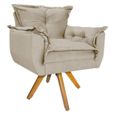 Imagem de Kit Poltrona e Puff Opala Base Giratória de Madeira Sala de Espera Rec