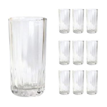 Imagem de Jogo 10 Copos de Vidro Água Suco Vitamina Coquetel Long Drink Multiuso