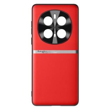 Imagem de POYUFRG Capa ultrafina para Honor Magic 7 Pro/7, capa de proteção de lente de couro com tudo incluído, borda macia, à prova de choque, capa lisa, vermelha, 7pro