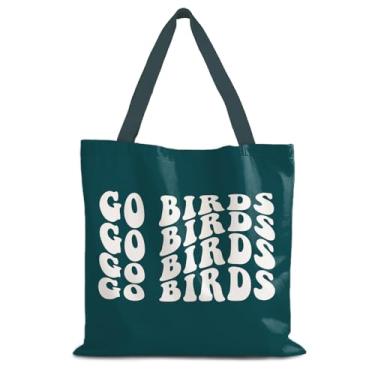 Imagem de LUVADIAN Sacola de lona de beisebol de futebol, sacolas de compras reutilizáveis, Go Birds, One Size