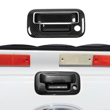 Imagem de RT-TCZ Tampa da maçaneta da porta traseira decoração acessórios exteriores para Ford F150 Raptor 2009-2014 (fibra de carbono)