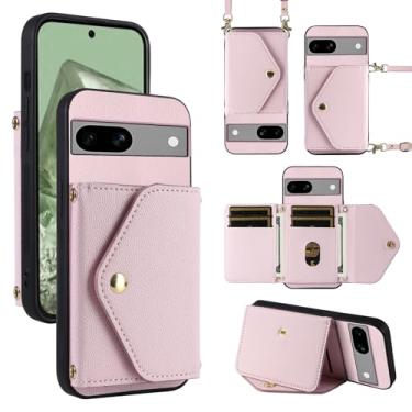 Imagem de Dibosom Capa carteira minimalista para Google Pixel 6A 5G 2022 com alça de ombro, 6 compartimentos para cartão fina e fina, suporte para cartão de crédito de couro PU, acessórios para celular para