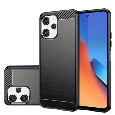Imagem de Gufuwo Capa para Redmi 12, Capa para Redmi Note 12R/Poco M6 Pro/Redmi 12R, Capa de telefone fina de fibra de carbono, capa traseira macia de TPU, antiarranhões, à prova de choque, capa protetora para