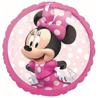 Imagem de Balão redondo rosa Minnie Mouse Forever Mylar da Disney - 43 cm (1 peça), essenciais para festas divertidas, perfeito para aniversários e festas temáticas