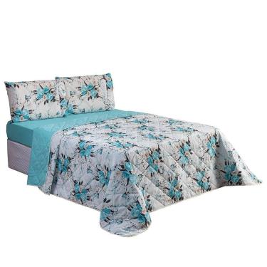 Imagem de Cobre Leito Queen 1 Peça Esmeralda 100% Algodão Percal 150 Fios Cor:tiffany