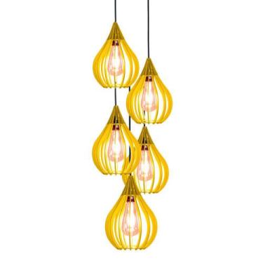Imagem de Combo 5 Pendentes Chile, Luminária de Teto Cozinha e Sala, Lustre Gota
