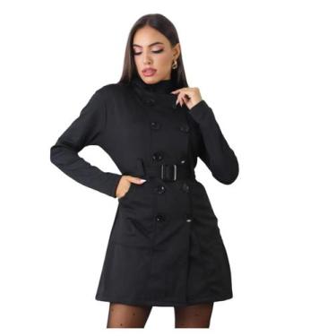 Imagem de Sobretudo casaco Feminino Com 10 Botoes - AG Acessórios, Preto, P