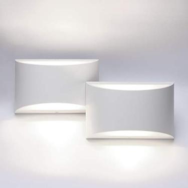 Imagem de Aipsun Arandela de parede LED moderna de 9 W, conjunto de 2 lâmpadas de parede de alumínio para cima e para baixo, para sala de estar, quarto, corredor, corredor, conservatório, branco, 6000 K (com