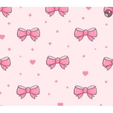 Imagem de Papel de Parede Contact Quarto Infantil Feminino Menina Laços Rosa JAM