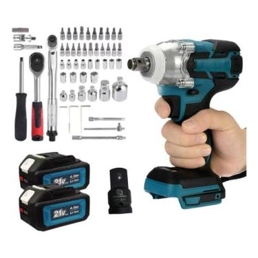 Imagem de Chave De Impacto 21v Parafusadeira +maleta soquete 46 peças - chave im