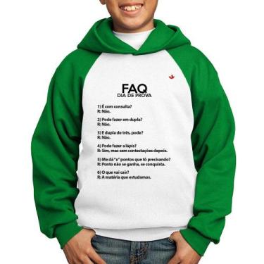 Imagem de Moletom Infantil FAQ Dia de Prova - Foca na Moda, Branco, Verde, 6
