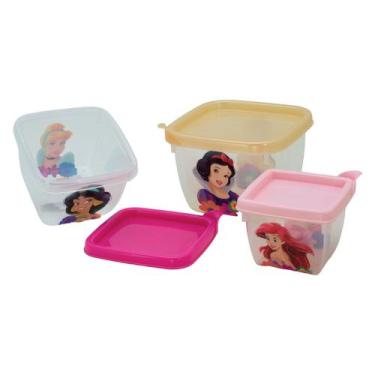 Imagem de Pote Infantil Kit com 3 Marmitas para lanche Escolar Plasútil, Princes