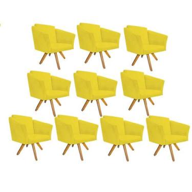 Imagem de Kit 10 Poltrona Cadeira Decorativa  Win Base Giratória Sala de Estar R