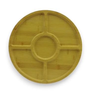 Imagem de Petisqueira 5 Divisórias Bambu Tábua Frios Bandeja Petiscos - Kadê