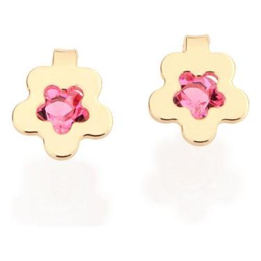 Imagem de Brinco Infantil Formato Flor Com Cristal No 524292 - Rommanel, Rosa, u
