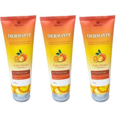 Imagem de LOÇÃO DESODORANTE ULTRA HIDRATANTE DERMAVIT 240gr DEMAZON KIT 03 UND -
