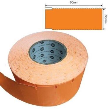 Imagem de Etiqueta gôndola 80 x 30mm rolo 90m tubo3 laranja - RR ETIQUETAS