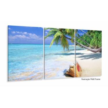 Imagem de Quadro Decorativo Praia Mar Concha 120x60 em tecido - Wall Frame