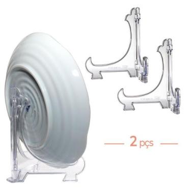 Imagem de Kit 2 Peças Suporte P/ Pratos Acrílico Transparente 24cm