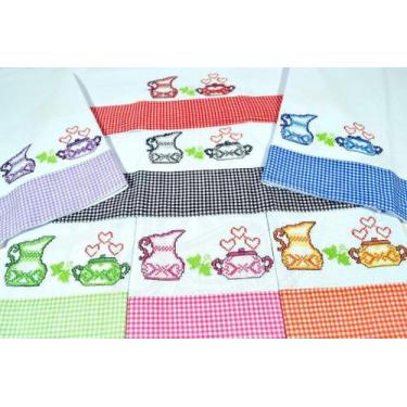 Imagem de Jogo de Semaninha em Ponto Cruz e Barrado - Jarra e Panela - Arte & Te